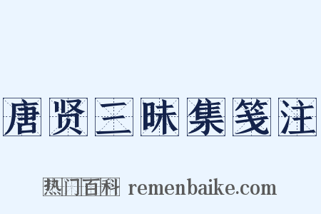 唐贤三昧集笺注是什么意思的图片